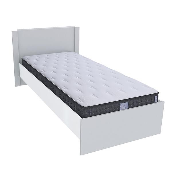 Pat single JUMBO 90x200 - Carcasa: PAL Alb - Fete: PAL Alb 1 - Tablie: Netapitata