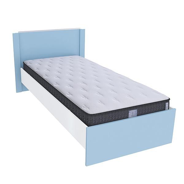 Pat single JUMBO 90x200 - Carcasa: PAL Alb - Fete: PAL Surf Blue - Tablie: Netapitata