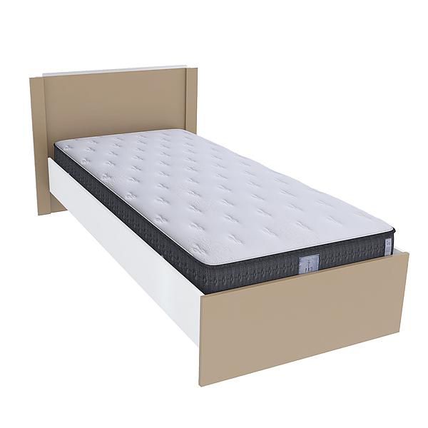 Pat single JUMBO 90x200 - Carcasa: PAL Alb - Fete: PAL Capucino 1 - Tablie: Netapitata