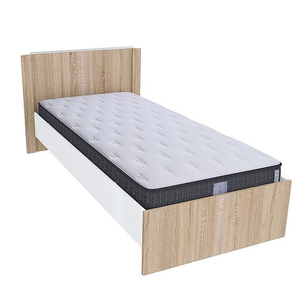 Pat single JUMBO 90x200 - Carcasa: PAL Alb - Fete: PAL Sonoma 1 - Tablie: Netapitata