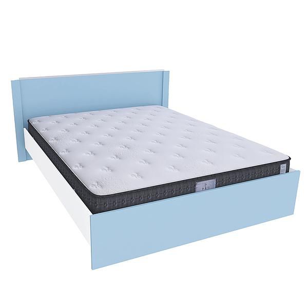 Pat dublu JUMBO 140x200 - Carcasa: PAL Alb - Fete: PAL Surf Blue - Tablie: Netapitata