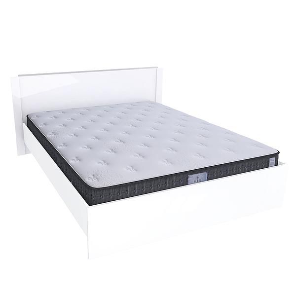 Pat dublu JUMBO 140x200 - Carcasa: PAL Alb - Fete: MDF Lucios Alb - Tablie: Netapitata