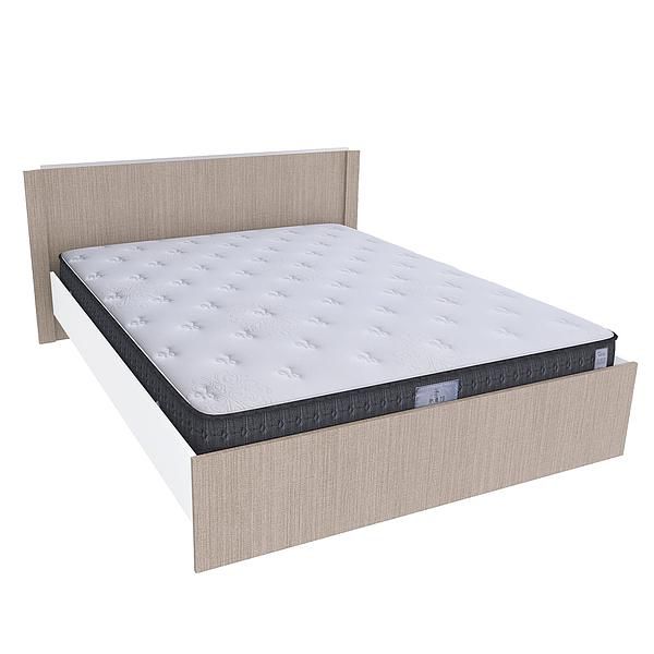 Pat dublu JUMBO 140x200 - Carcasa: PAL Alb - Fete: PAL Greige Tessea - Tablie: Netapitata