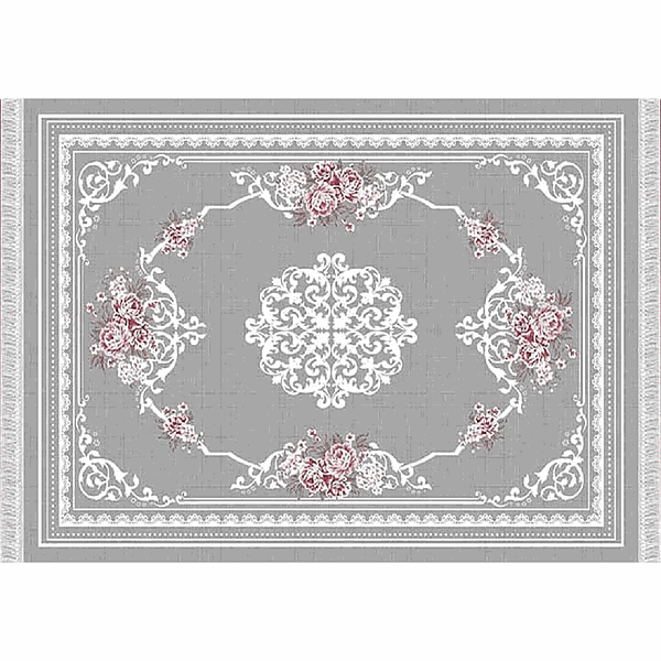 Covor 80x150 cm, gri/model cu flori, SEDEF TYP 2