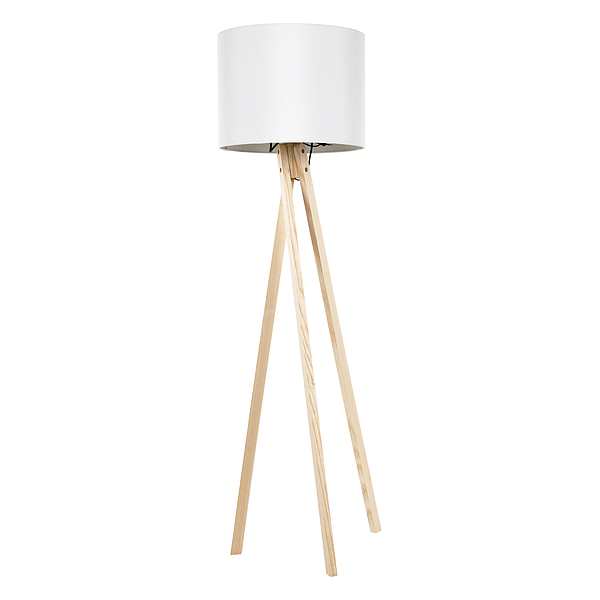 Lampă de podea, albă/lemn natural, LILA TYP 6