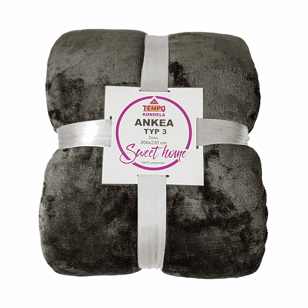 Pătură cu două feţe, gri, 205x220, ANKEA TYP 3
