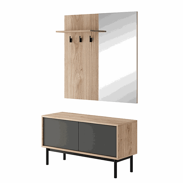 Mobilier de hol, stejar jaskson hickory/grafit, BERGEN BGD104