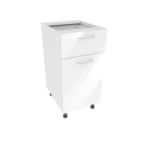 Corp baza 1 usa si 1 sertar DOMINO 40X82X53 - Fete: MDF Lucios Alb