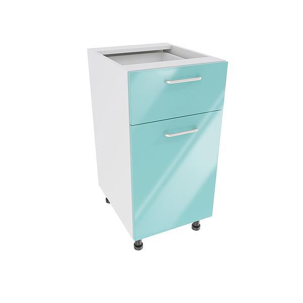 Corp baza 1 usa si 1 sertar DOMINO 40X82X53 - Fete: MDF Lucios Turcoaz