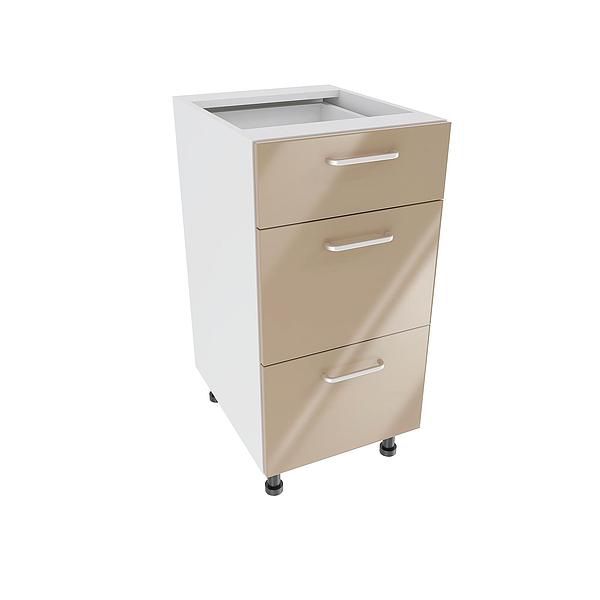 Corp baza 3 sertare DOMINO 40X82X53 - Fete: MDF Lucios Capucino