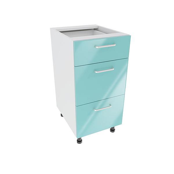 Corp baza 3 sertare DOMINO 40X82X53 - Fete: MDF Lucios Turcoaz