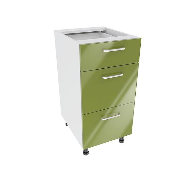 Corp baza 3 sertare DOMINO 40X82X53 - Fete: MDF Lucios Verde